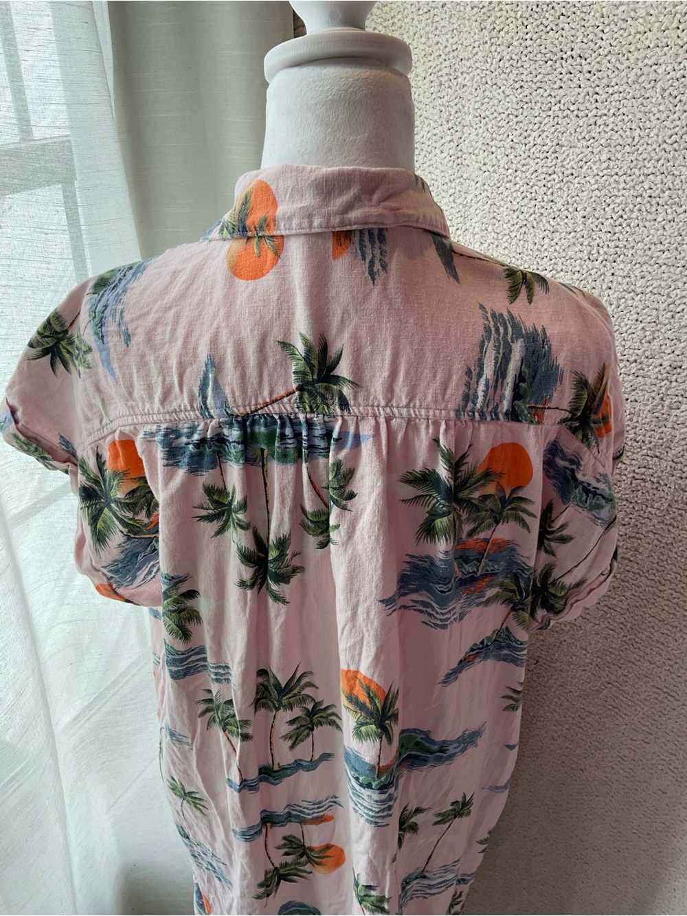 Old Navy Pink Tropical Print Shirt Dress - Picture 5 of 7